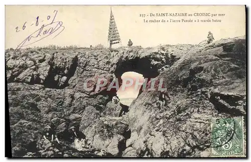 Cartes postales De Saint Nazaire Au Croisic Par Mer Le Rocher De Pierre Percee a maree basse