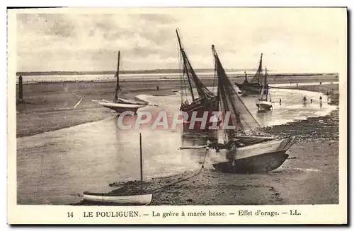 Ansichtskarte AK Le Pouliguen La Greve A Maree Basee Effet d&#39orage Bateaux