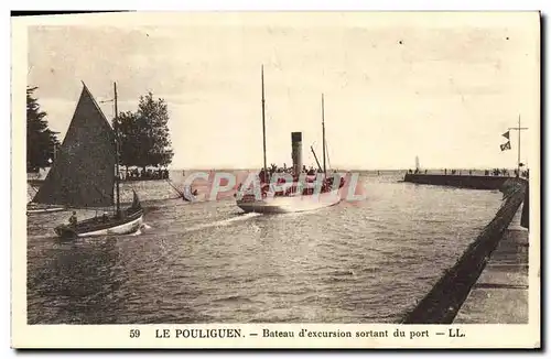 Ansichtskarte AK Le Pouliguen Beteau D&#39Excursion Sortant Du Port Bateaux