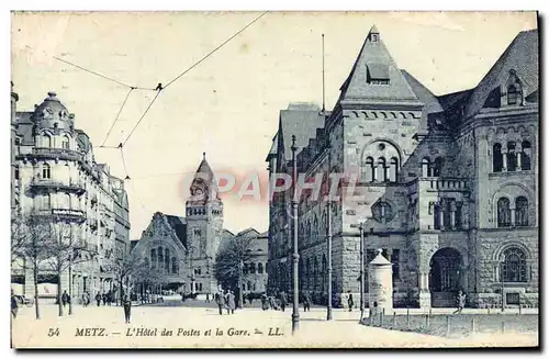 Cartes postales Metz L'Hotel Des Postes Et La Gare