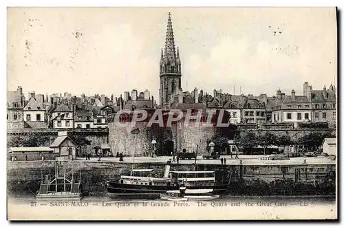 Cartes postales Saint Malo Les Quais Et La Grande Porte Bateau Cachet Daguin