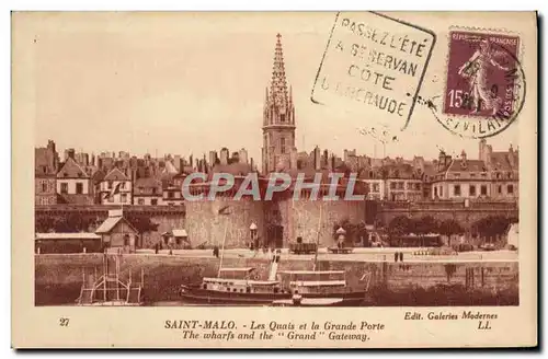 Cartes postales Saint Malo Les Quais Et La Grande Porte Cachet Daguin