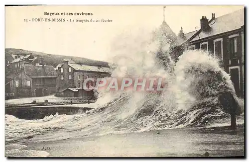 Cartes postales Port En Bessin La Tempete Du 21 fevrier