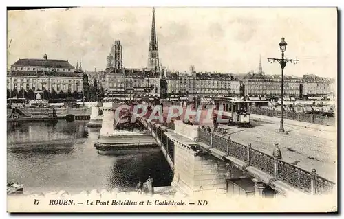 Cartes postales Rouen Le Pont Boildieu Et La Cathedrale Tramway