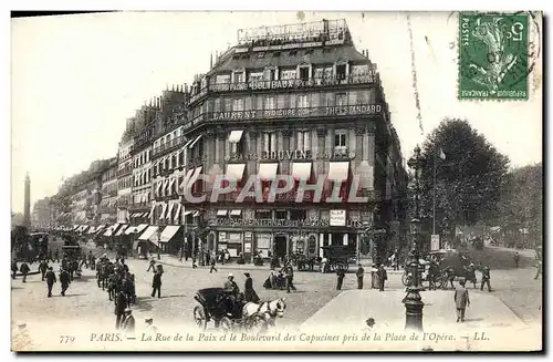 Cartes postales Paris La Rue De La Paix Et Le Boulevard Des Capucines Pris De La Place De I&#39Opera