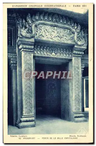 Cartes postales Exposition Coloniale Internationale Paris 1931 Angkor Vat Porte de la salle capitulaire