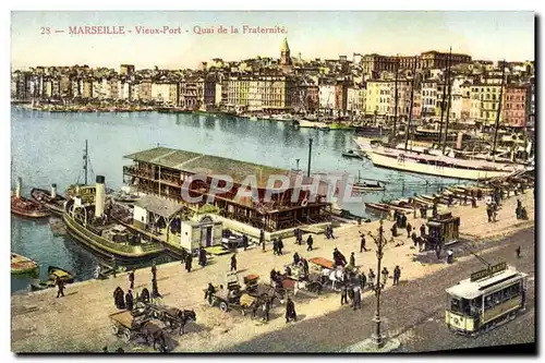 Ansichtskarte AK Marseille Vieux Port Quai De La Fraternite Bateaux