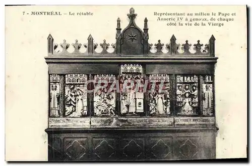 Cartes postales Montreal Le Retable Representant au milieu le pape et Anseric IV a genoux