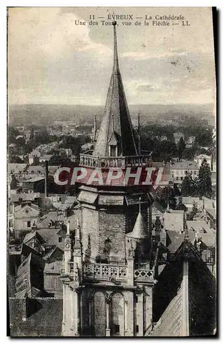 Cartes postales Evreux La Cathedrale Une Des Tour Vue De La Fleche