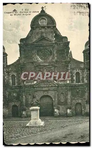 Cartes postales Eu Chapelle Du College Et Statue de michel Anguier