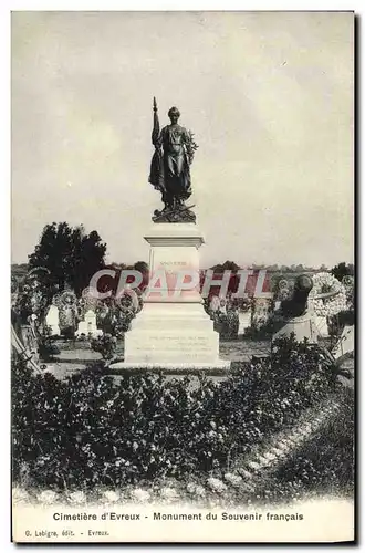 Cartes postales Evreux Monument Du Souvenir Francais Cimetiere Militaria