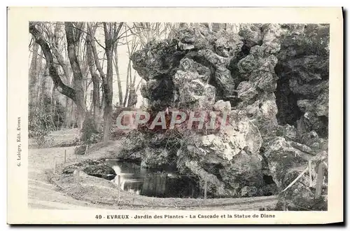 Ansichtskarte AK Evreux Jardin Des Plantes La Cascade Et La Statue De Diane