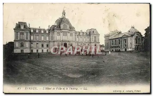 Ansichtskarte AK Evreux L&#39Hotel De Ville Et Le Theatre