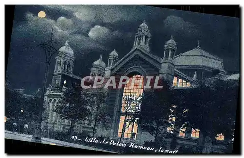 Cartes postales Lille Le Palais Rameau La Nuit