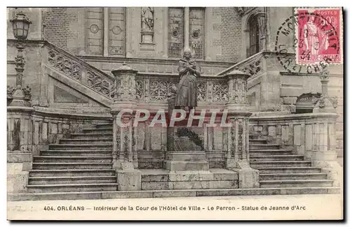 Cartes postales Orleans Interieur De La Cour De I&#39Hotel De Ville Le Perron Statue de Jeanne d&#39Arc Cachet M