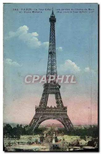 Cartes postales Paris La Tour Eiffel Les jardins du Champ de Mars