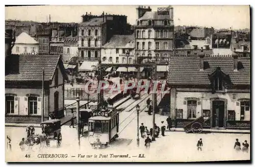 Ansichtskarte AK Cherbourg Vue Sur Le Pont Tournant Tramway