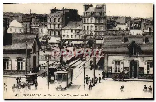 Cartes postales Cherbourg Vue Sur Le Pont Tournant Tramway