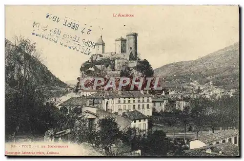 Cartes postales Foix Vue De Montgaury Cachet 17eme corps d&#39armee Hopital Temporaire (rare)