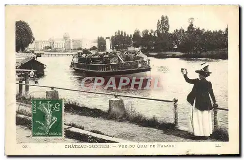 Cartes postales Chateau Gontier Vue Du Quai De Halage Bateau