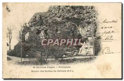 Cartes postales Agen Environs Peyragude Rocher des grottes du calvaire