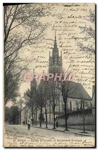 Cartes postales Agen Eglise St Hilaire et boulevard Scaliger