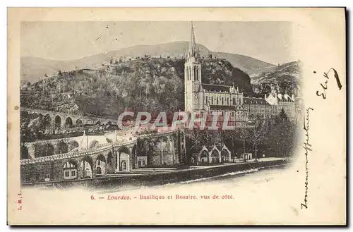 Cartes postales Lourdes Basilique et Rosaire Vus de Cote