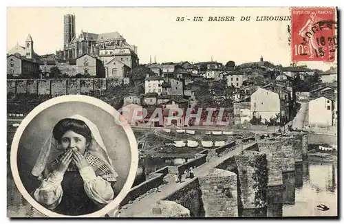 Cartes postales Un baiser du Limousin Folklore Enfant limoges