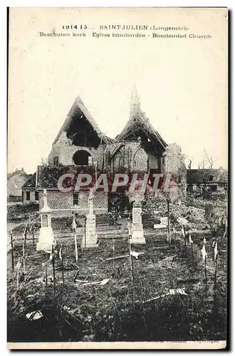 Ansichtskarte AK Saint Julien Langemark Eglise bombardee Militaria