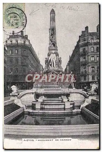 Cartes postales Lyon Monument De Carnot Cachet Levee de nuit Paris