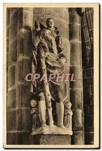 Cartes postales Locronan interieur de l&#39eglise Statue de Saint Christophe