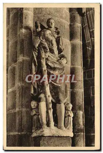 Cartes postales Locronan interieur de l'eglise Statue de Saint Christophe