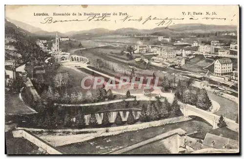 Cartes postales Lourdes Ensemble de la Basilique Prise du Fort