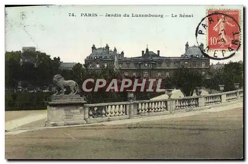 Cartes postales Paris Jardins Du Luxembourg Le Senat Lion