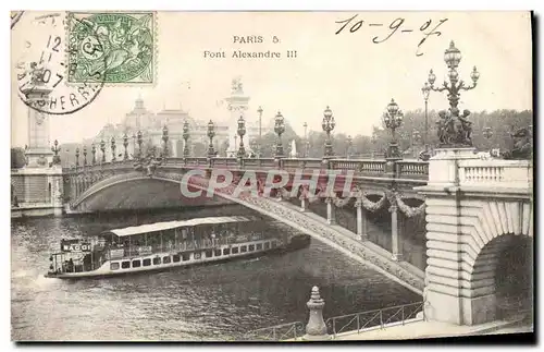 Ansichtskarte AK Paris Pont Alexandre III Bateau Peniche