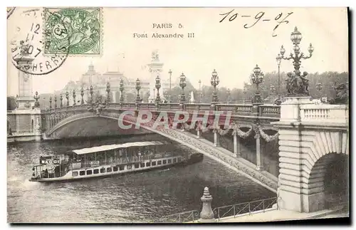 Cartes postales Paris Pont Alexandre III Bateau Peniche