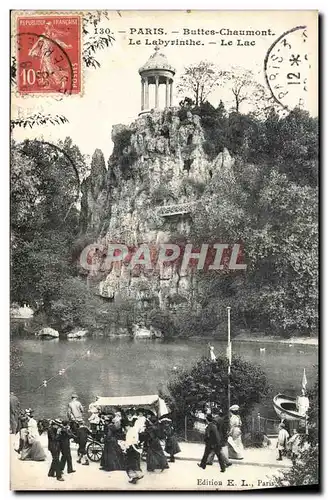 Ansichtskarte AK Paris Buttes Chaumont Le labyrinthe Le lac