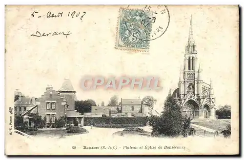 Cartes postales Rouen Plateau et Eglise de Bonsecours