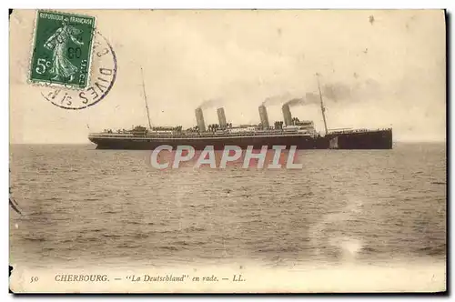 Cartes postales Cherbourg La Deutschland en rade Bateau
