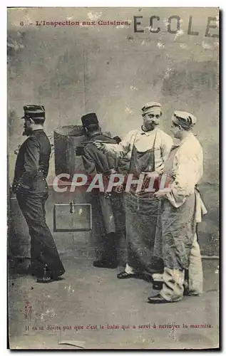 Cartes postales Inspection des Cuisines Militaria