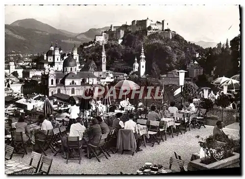 Moderne Karte Salzburg gesehen von den Terrassen des Grand Cafe Winkler