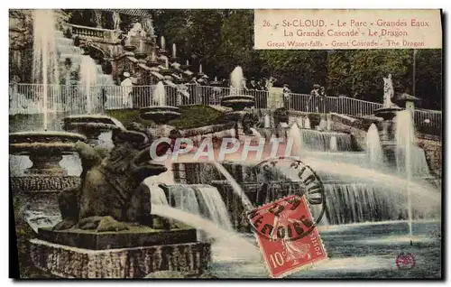 Cartes postales St Cloud Le Parc Grandes Eaux La grande cascade Le dragon