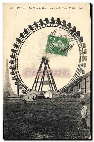 Cartes postales Paris La Grande Roue Vue Sur la Tour Eiffel