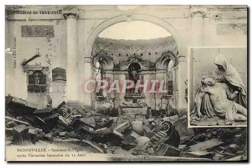 Cartes postales Badonviller Interieur de L&#39Eglise apres l&#39invasion bavaroise du 12 aout Militaria
