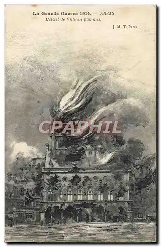 Cartes postales Arras La Grande Guerre L'Hotel de Ville Militaria