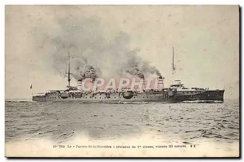 Cartes postales Jurien de la Graviere Croiseur de 1ere classe Bateau