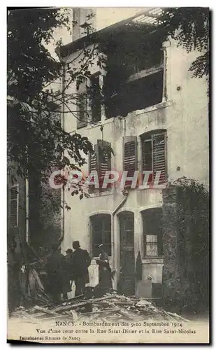 Cartes postales Nancy Bombardement des 9 10 septembre 1914 Vue d&#39une cour entre la rue Saint Dizier et la rue