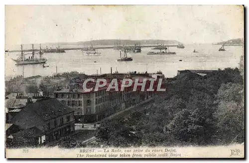 Cartes postales Brest La Rade Vue Prise du Cours Dajot Bateaux