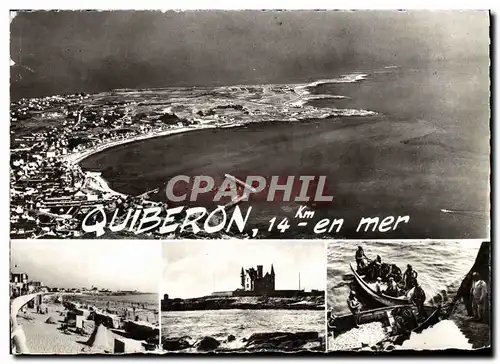 Moderne Karte Quiberon Vue Aerienne La Plage Chateau de la Pointe Arrivee des sardines a Port Maria