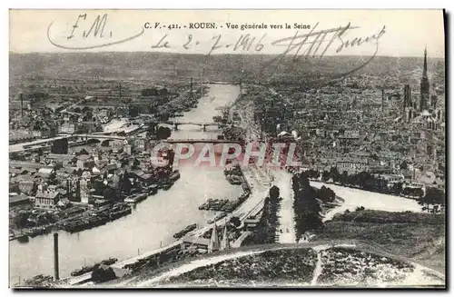 Cartes postales Rouen Vue Generale Vers la Seine